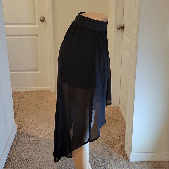 NO BOUNDARIES DOUBLE LAYER IRREGULAR HIGH LOW ELASTIC WAISTBAND CHIFFON SKIRT - Picture 7 of 16
